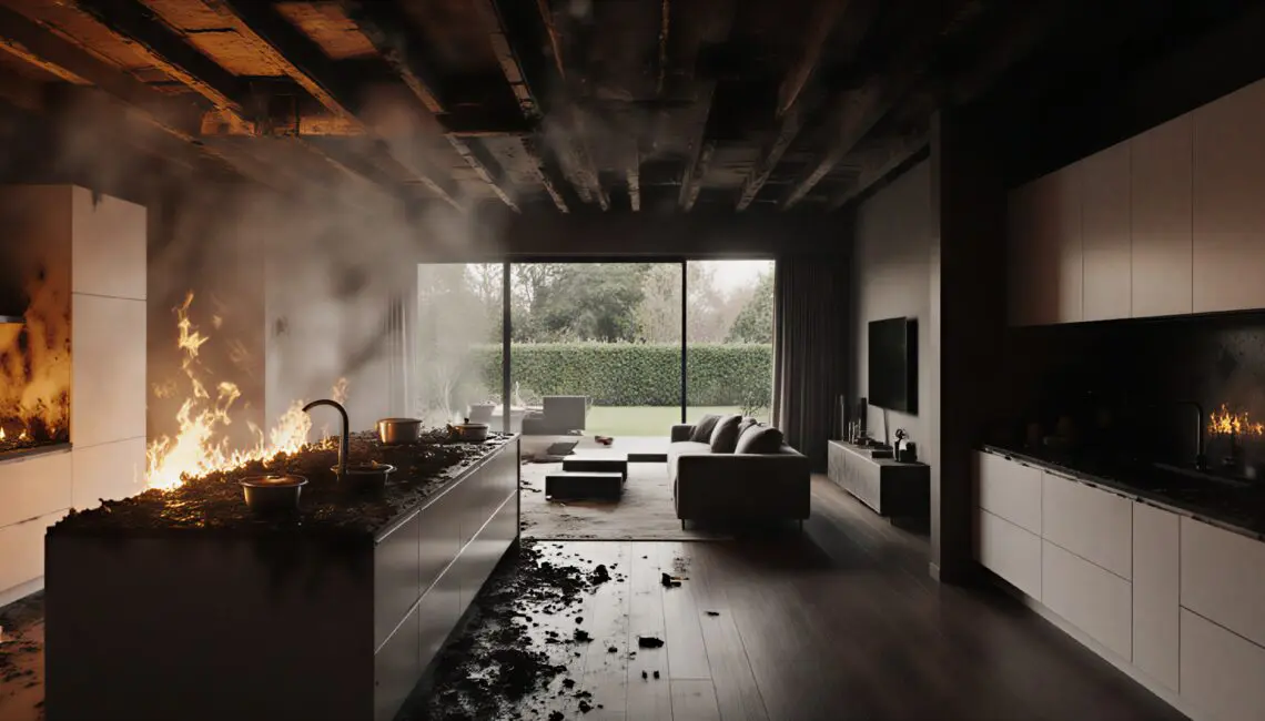 kitchen burnt in fire