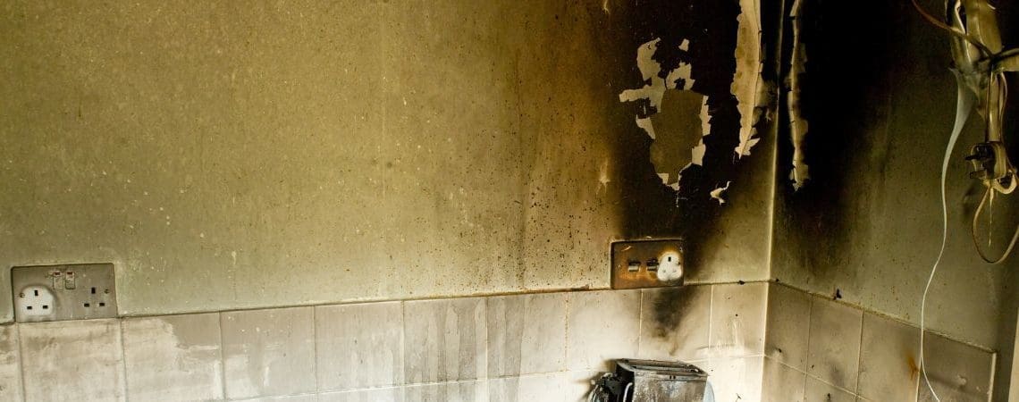 Walls damaged by fire