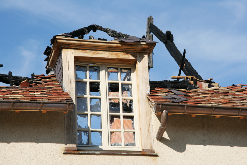 Fire damaged roof window