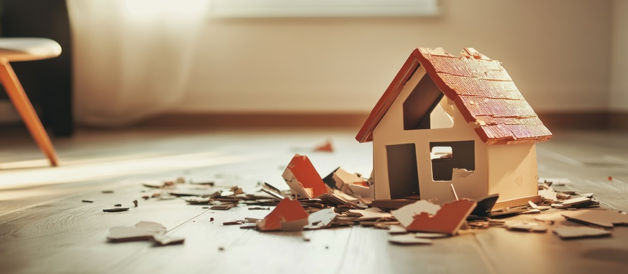 broken house model - representing collapse damage