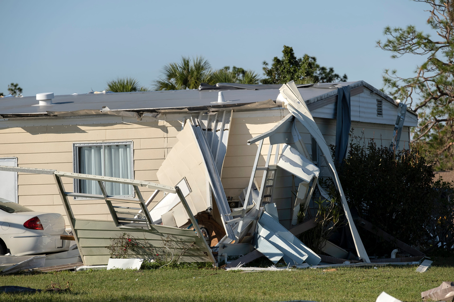 hurricane damaged home
